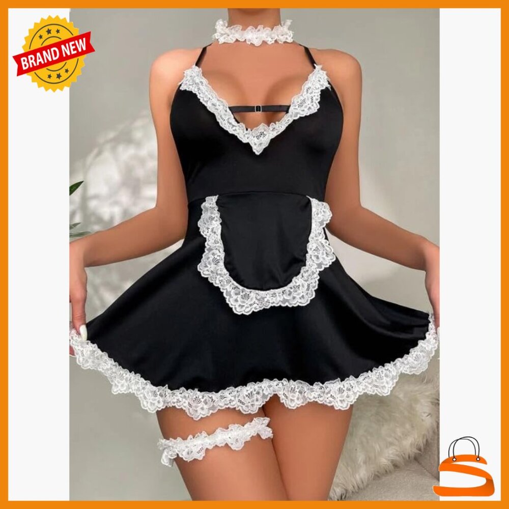 Sexy Maid Lingerie Dress Babydoll Cosplay Role Play S-XXL Polyester Spandex - Picture 6 of 6